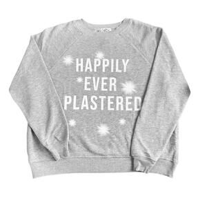 NEW Wildfox Happily Ever Plastered Gray White Sweatshirt Small